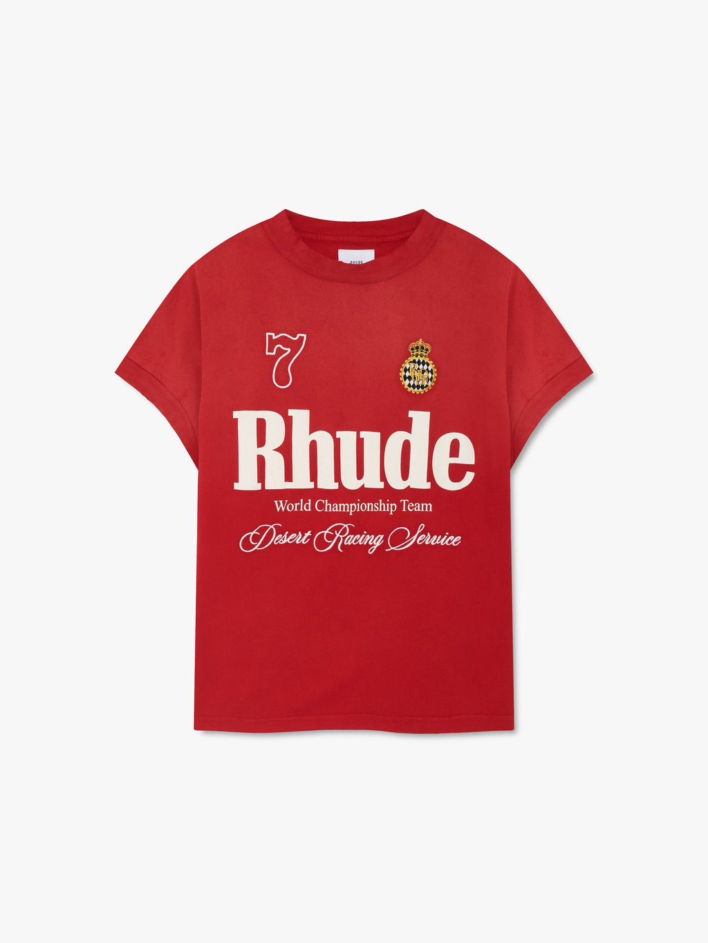 RHUDE DESERT RACING SCRIPT CUT-OFF TEE